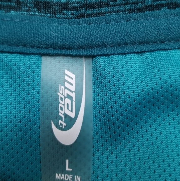Mta Sport Athleisure Turquoise Long Sleeve Crew Neck Top Size L - Picture 4 of 7